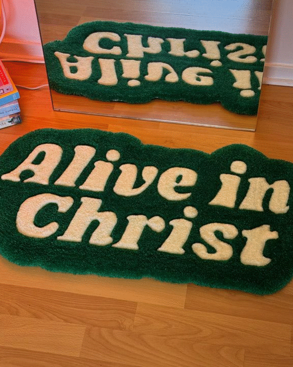 ✝️ 3D “Alive in Christ” Quote Rug