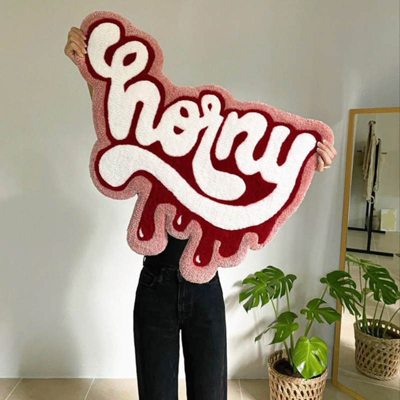 😈 3D “Horny” Quote Rug - Image 1